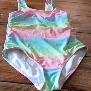 B Tween  Pastel Rainbow Stripe Swimsuit